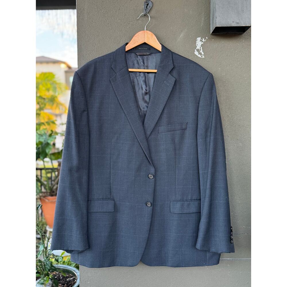 Lauren Ralph Lauren 50R Blue Houndstooth Windowpane Wool SportCoat Blazer Jacket